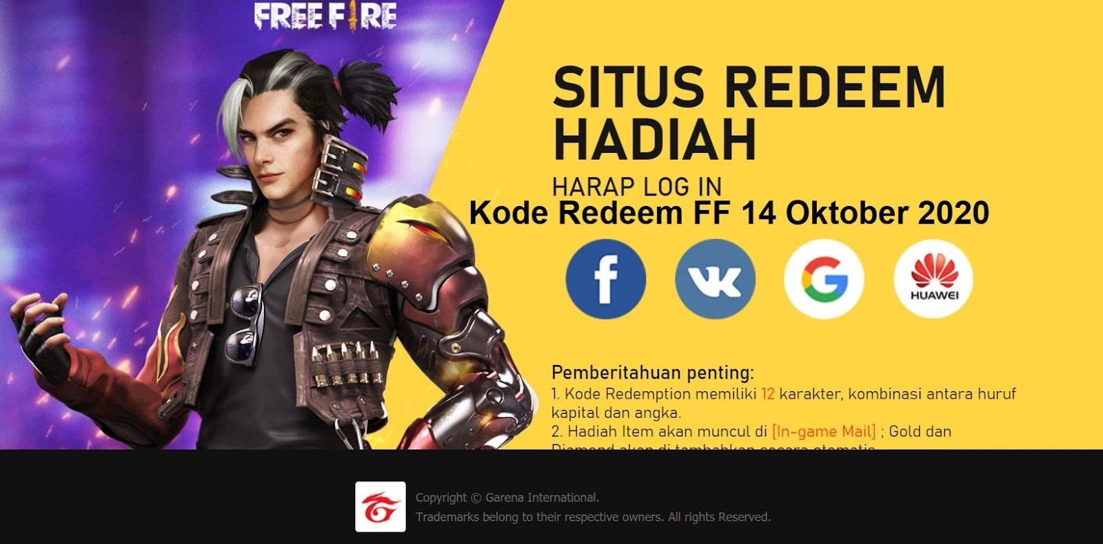 Kode Redeem FF 14 Oktober 2020 Kode Redeem FF 14 Oktober 2020
