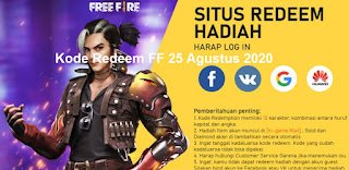 Kode Redeem FF 25 Agustus 2020 Kode Redeem FF 25 Agustus 2020