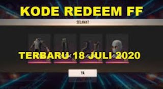 Kode Redeem Free Fire 18 Juli 2020 Kode Redeem Free Fire 18 Juli 2020