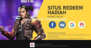 Kode redeem FF 4 September 2020 Kode redeem FF 4 September 2020