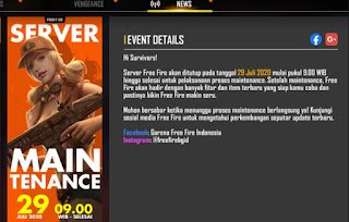 Maintenance Free Fire 29 Juli 2020 Maintenance Free Fire 29 Juli 2020